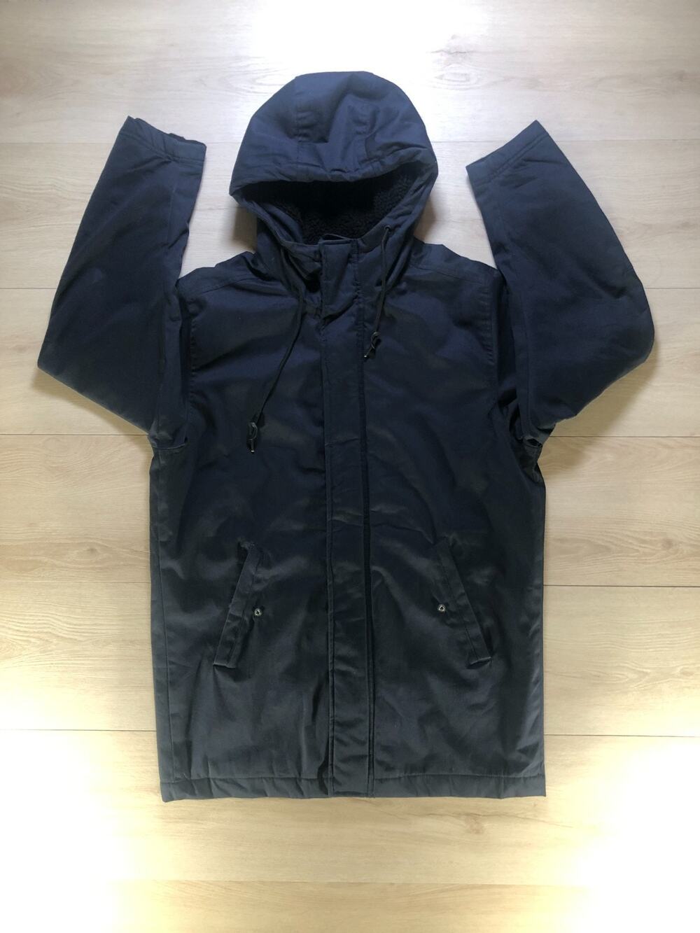 H&M L.O.G.G. Water Repellent Windproof Hooded Parka Navy Blue Size M [0012]